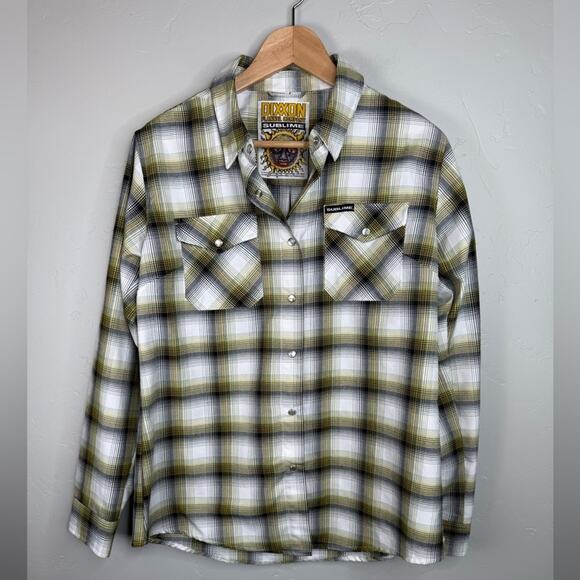 Dixxon Flannel Sublime Plaid Button-Up Shirt Women’s Size Large - Picture 2 of 12